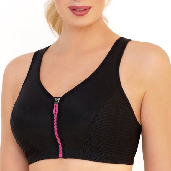 Set of 3! 36B Glamorise SPORT Bra (HIGH-IMPACT) Black (RACERBACK) T-Back Zip NEW - Picture 10 of 16